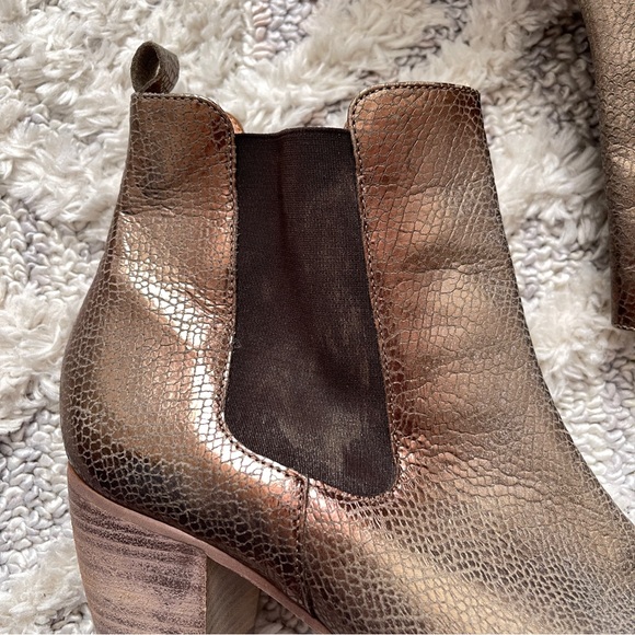 Sundance Belem Brown Metallic Gold Leather Booties Size 39 / 8 - Picture 2 of 10
